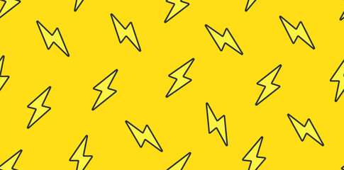 Wall Mural - Seamless banner with yellow lightning bolts. Abstract vector background
