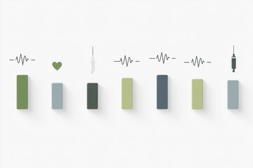 Poster - Visualization of health metrics with stylized bars and medical symbols in a minimalist design
