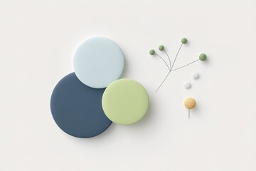 Poster - Colorful geometric shapes and decorative elements arranged artfully on a light backdrop
