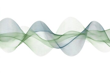Fototapete - Elegant green and blue wave patterns flowing across a white background with a calming aesthetic for design applications