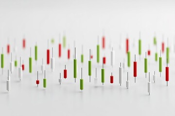Poster - Financial market analysis visualized through abstract candlestick patterns on a clean background