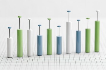 Poster - Colorful vertical bars arranged in a sequence highlighting growth in a minimalist setting