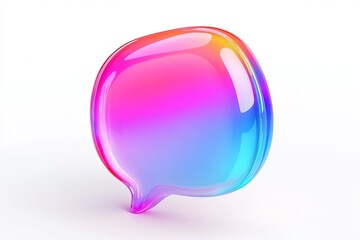 Poster - Isolated gradient speech bubble with pink, purple, blue and yellow on a clean white background