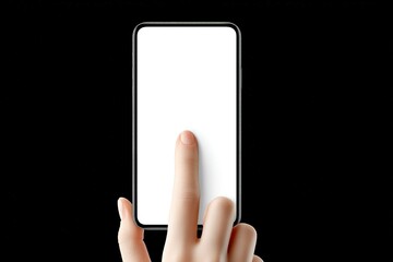 Poster - User interacts with blank smartphone screen in dark background to explore app options and digital features effectively