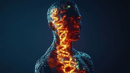 Poster - Glowing Human Form with Abstract Energy Flow