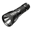© Valy - Detailed illustration of a flashlight, black and white, portable lighting device against a white background with copy space