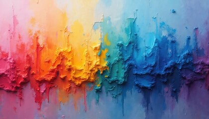 Aufkleber - Abstract colorful oil painting art. Vivid spectrum of colors like red orange yellow blue purple. Textured artwork for creative background designs, modern decor, advertising, web, prints.