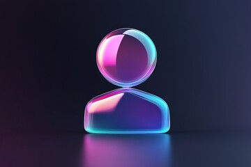 Poster - A shiny avatar icon with a round head and a rectangular body on a dark background surface area