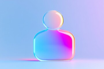 Poster - Abstract person icon with a gradient of blue and pink on a light blue and pink background