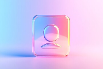 Poster - Glassy contact icon with a person silhouette on a pastel gradient background in a square shape
