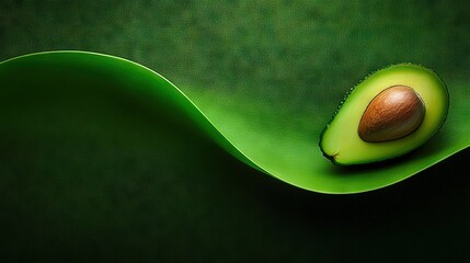 Wall Mural -   An avocado sits on a green leaf beside a fruit on a tabletop