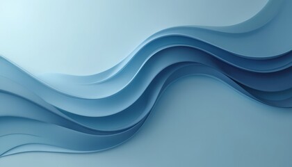 Poster - Abstract illustration of flowing blue curves on light blue background. Gentle waves create harmonious visual effect. Blending shades evoke serene atmosphere suggesting movement depth.