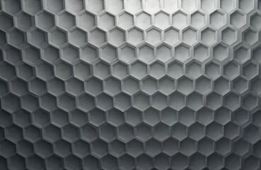 Poster - Abstract illustration white honeycomb pattern on gray background. Geometric hexagon structure decor. Modern design with hexagonal cells create tech, business concepts. 3D render.