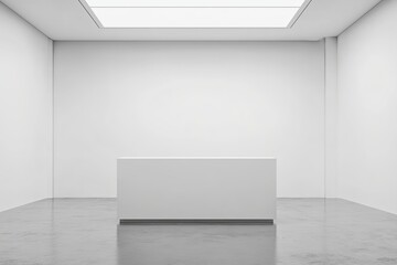 Poster - A minimalist white cube in an empty room with a skylight providing natural illumination inside space 100