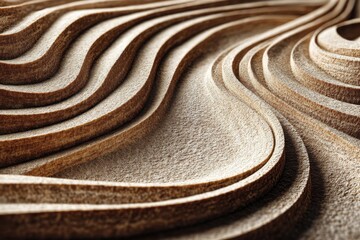 Poster - A close-up abstract view of sand dunes, artfully arranged in flowing, wave-like formations, highlighting the textures and shadows with soft, natural lighting across the desert landscape.
