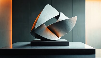 Fototapete - Sculpture displayed in modern gallery with natural light illuminating its intricate design during the afternoon