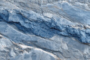 Poster - A beautiful close-up of layered rock formations with striking blue veins, showcasing natural patterns and textures with subtle light variations in the stone.