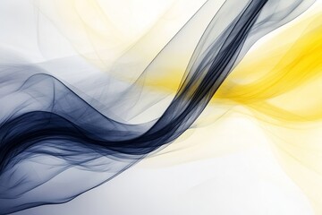 Poster - Abstract flowing dark blue and yellow wisps on a light background creating a dynamic composition