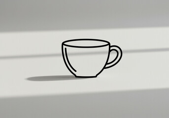 Poster - Cup drawing of coffee cup or drinking mug on white background with shadow