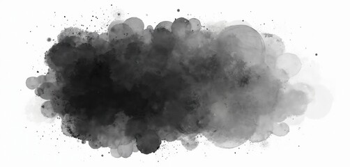Poster - Abstract watercolor paint stroke background in black and gray shades. Hand drawn artistic wet ink blot texture on white paper. Grunge design element for creative projects.