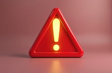 Aufkleber - Red triangle warning sign with exclamation mark on pink background. Alert concept, emergency situation. 3d rendering of caution sign. Symbol of danger attention, hazard. Isolated object. Suitable for