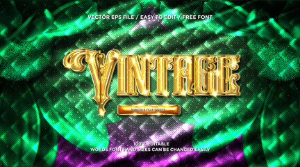 Poster - 3D Vintage gold text effect lettering