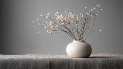 Aufkleber - Beautiful arrangement of elegant vases with delicate flowers on a wooden table in soft morning light casting intricate shadows on the wall
