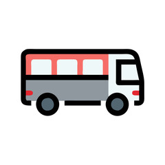 Poster - Iconic bus illustration in red and gray colors  