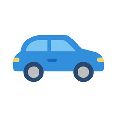 Poster - Blue car icon in a simple vector style on a white background  