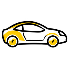 Poster - Car illustration with yellow accents  
