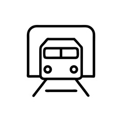 Poster - Train icon entering a tunnel in a simple vector style  