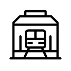 Poster - Train Station Icon in Minimalistic Style  