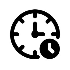 Poster - World Clock Icon Representation in Bold Black Style  