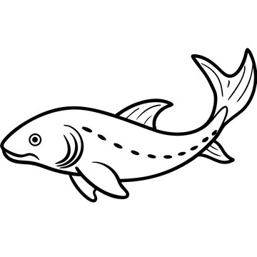 Minimal Greenland Shark Vector Illustration on White Background