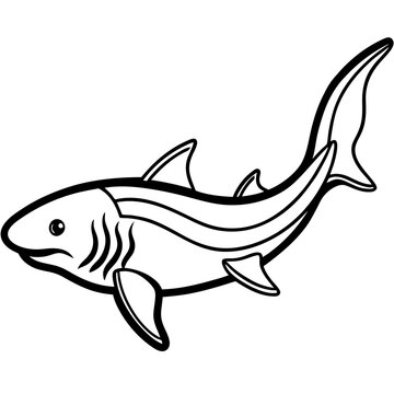 Minimal Greenland Shark Vector Illustration on White Background