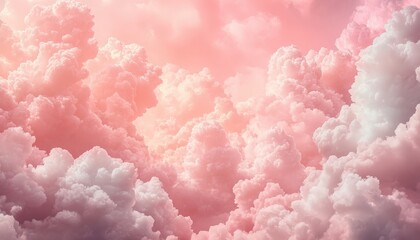 Poster - Beautiful pink and white clouds fill the sky at sunset creating a dreamy atmosphere in the evening light