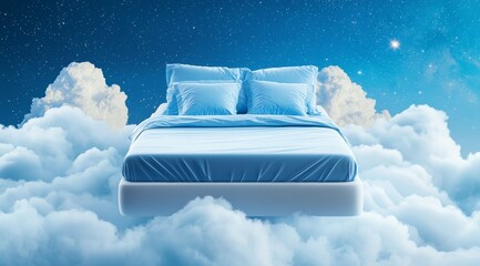 Wall Mural - bed is floating in the sky with clouds surrounding it