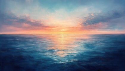 Aufkleber - Colorful sunset over tranquil ocean reflecting vibrant hues of pink and blue on the water's surface during a calm evening