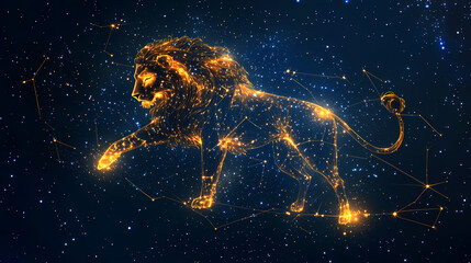 majestic representation leo constellation illuminating starry night sky fiery nebulae and bright sta