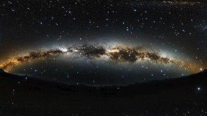 Wall Mural - a panoramic view of the milky way galaxy with a dark sky background. the stars are scattered through