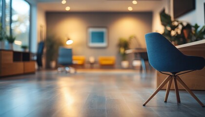Poster - Bright, modern workspace in a lush environment featuring a potted plant on a wooden table, showcasing a productive atmosphere with natural lighting