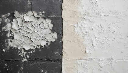Aufkleber - Peeling paint reveals texture on contrasting wall surfaces in urban environment during natural daylight
