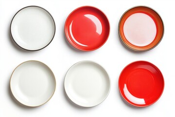 Poster - A collection of six plates arranged in a pattern on a white background showcasing different colors
