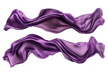 Poster - Two flowing pieces of purple fabric against a white backdrop with smooth and elegant draping style