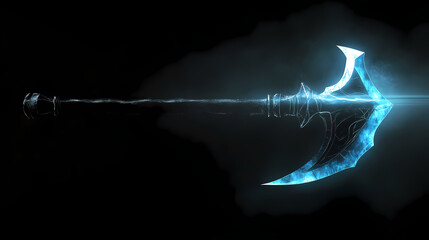 Wall Mural - Focused light beam piercing darkness, intense shadows, black background. Phantom Waraxe. Illustration