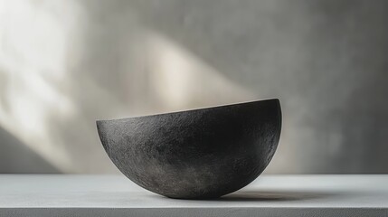 Poster - Elegant gray stone vase with minimalist design and white flowers on display in a modern interior setting