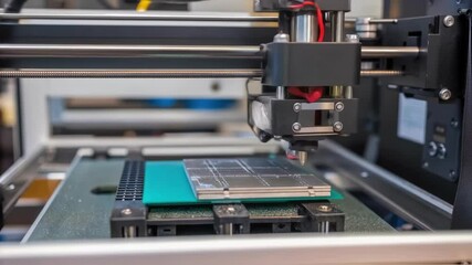 Aufkleber - A medium closeup of a 3D printer constructing a complex casing for an electronic device highlighting the layerbylayer approach that ensures dimensional accuracy.