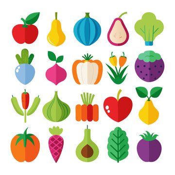 Vegetable Colorful icons set bundle vector design