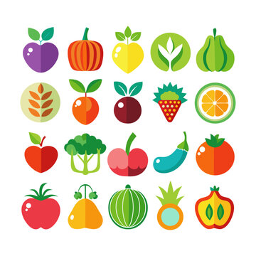Vegetable Colorful icons set bundle vector design
