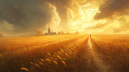Wall Mural - golden harvested hour